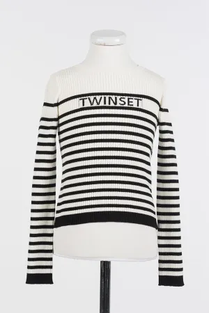 242GJ3030-SWEATER-White/Black