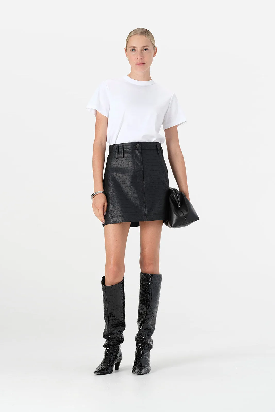 Akari Mini Skirt Black Croc