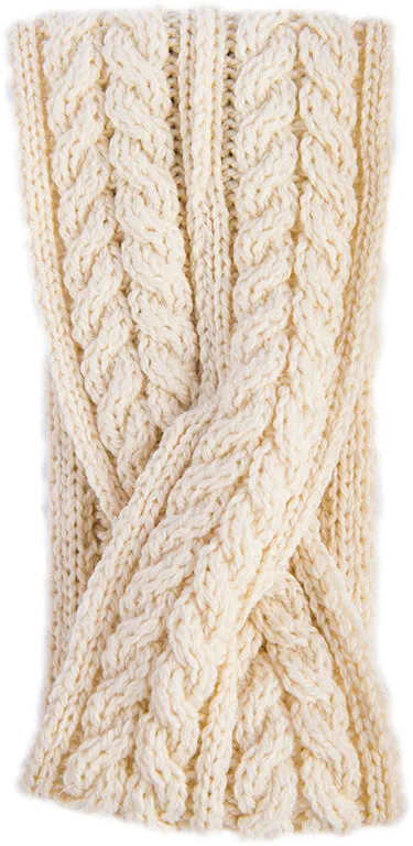 Aran Cross Over Head Band | Natural