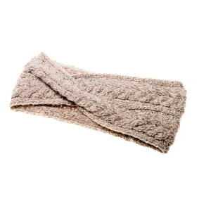 Aran Ladies Super Soft Merino Crossover Headband ToastOat One Size