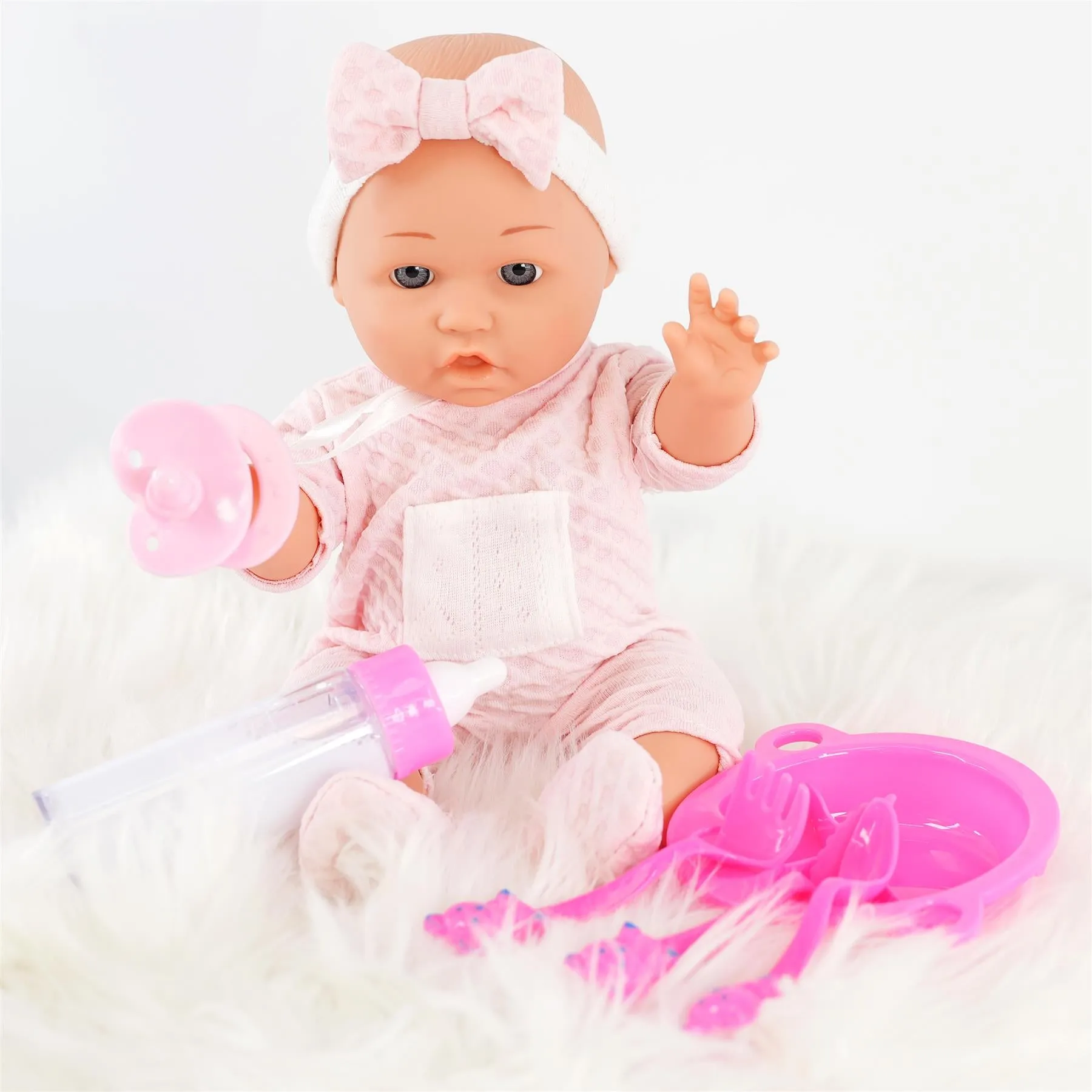 Baby Doll With Stroller & Feeding Accessories Set