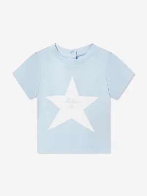 Balmain Baby Star Print T-Shirt in Blue