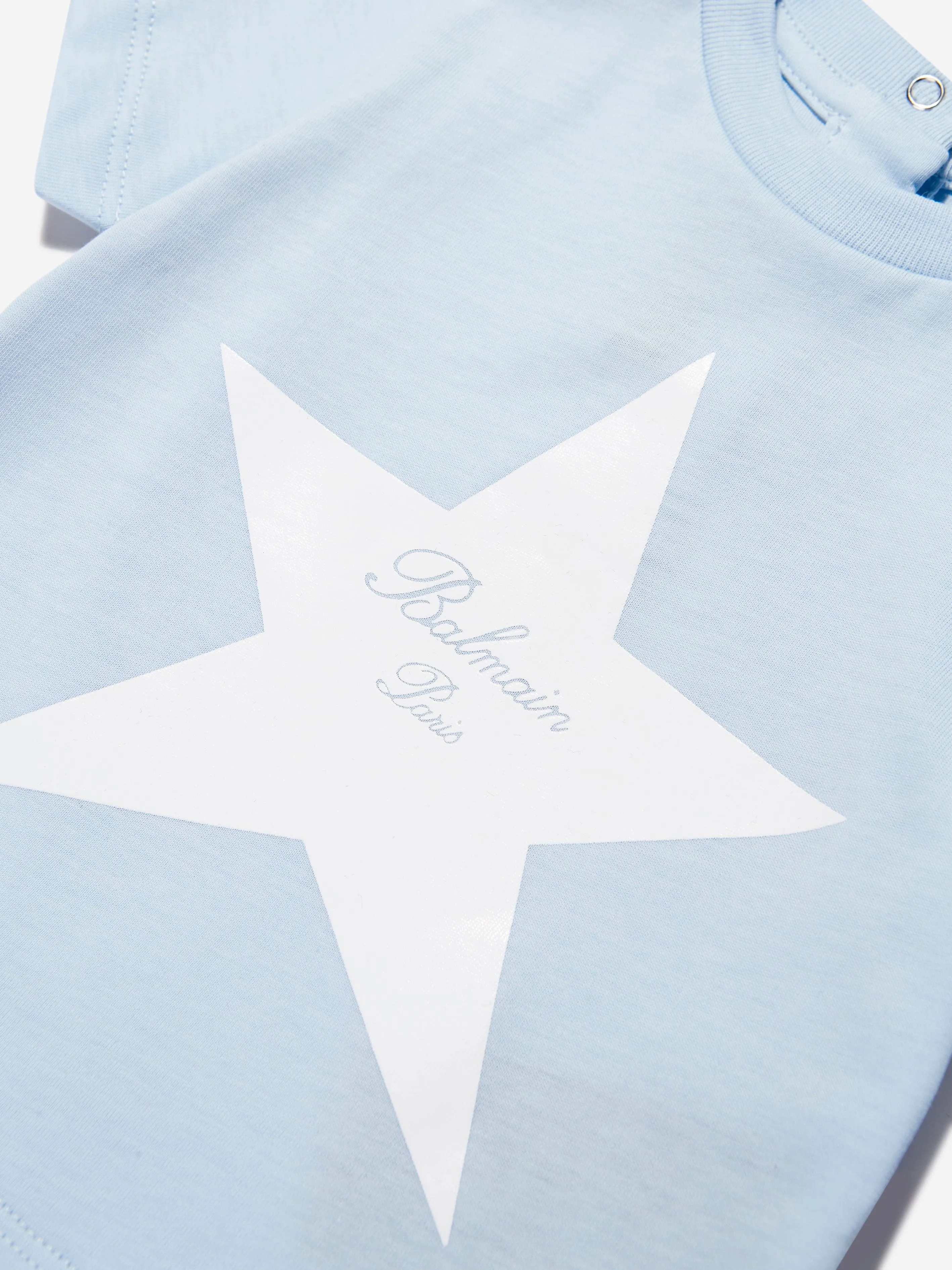 Balmain Baby Star Print T-Shirt in Blue