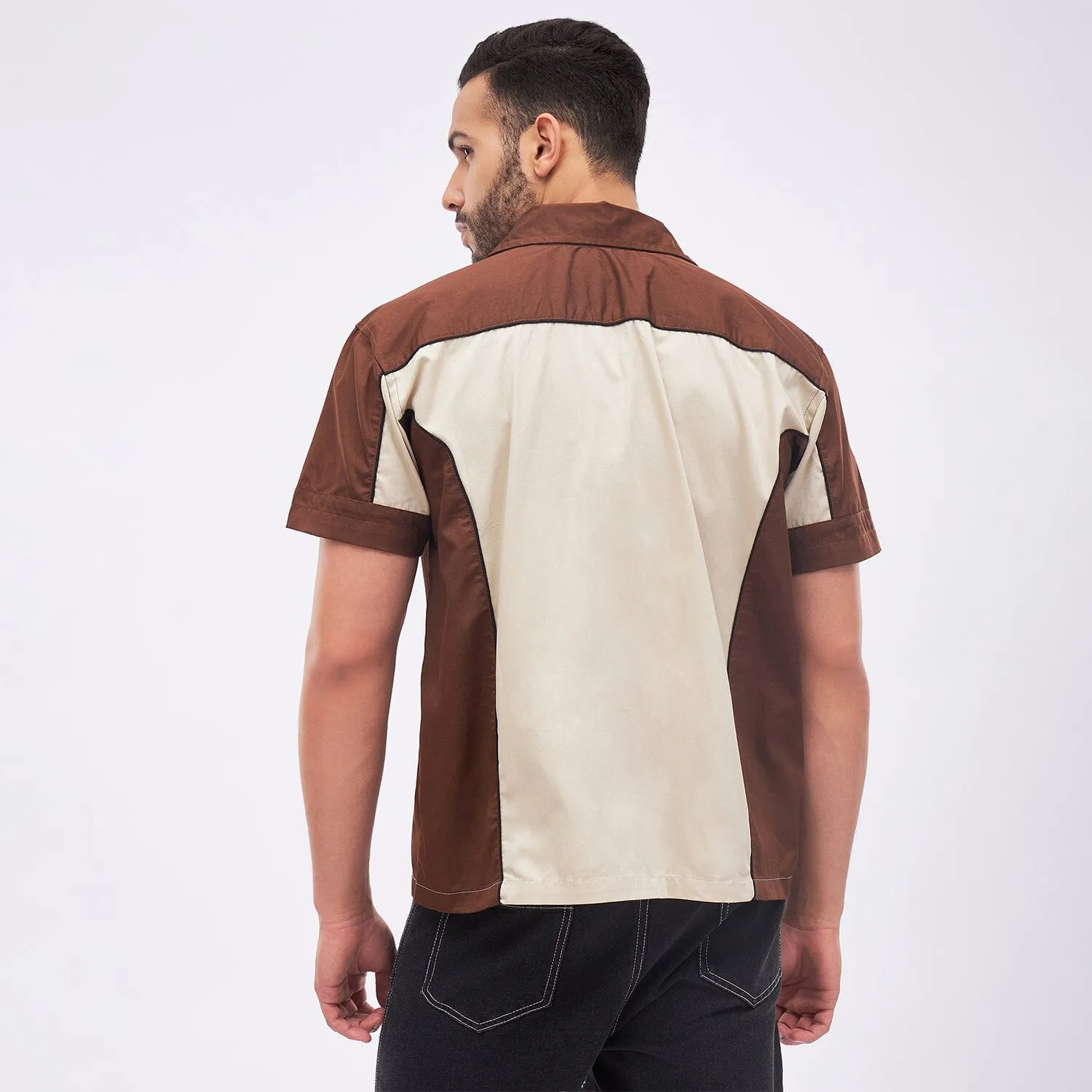 Beige & Brown Moto Shirt