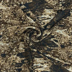 Black & Brown Abstract Printed Georgette Fabric (Wholesale)