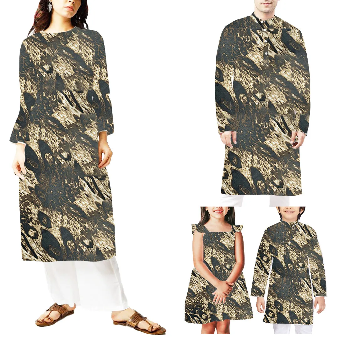 Black & Brown Abstract Printed Georgette Fabric (Wholesale)