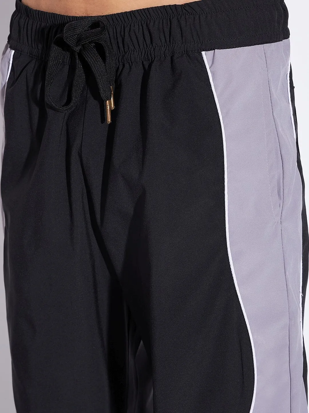 Black & Grey Wavy Panel Trackpants