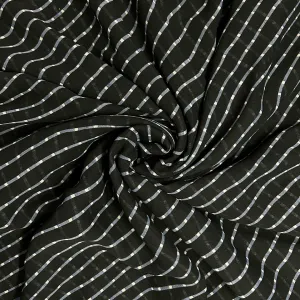 Black Stripes Printed Georgette Fabric (Wholesale)