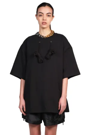 Black T-shirt with Drawstring and Chain