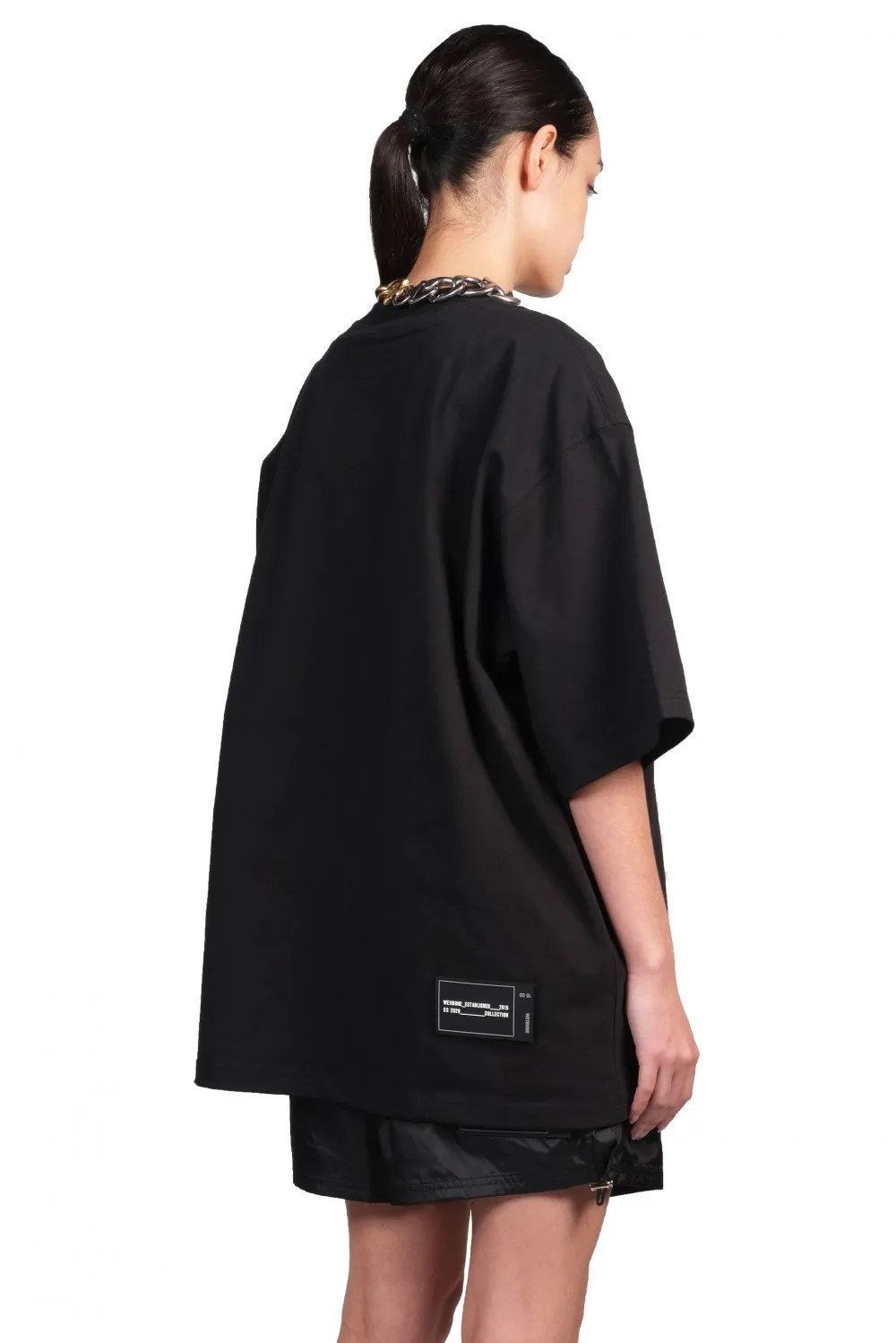 Black T-shirt with Drawstring and Chain