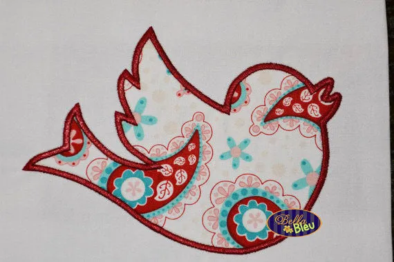 Blue Bird Outline Silhouette Applique and Fill Embroidery Designs Design