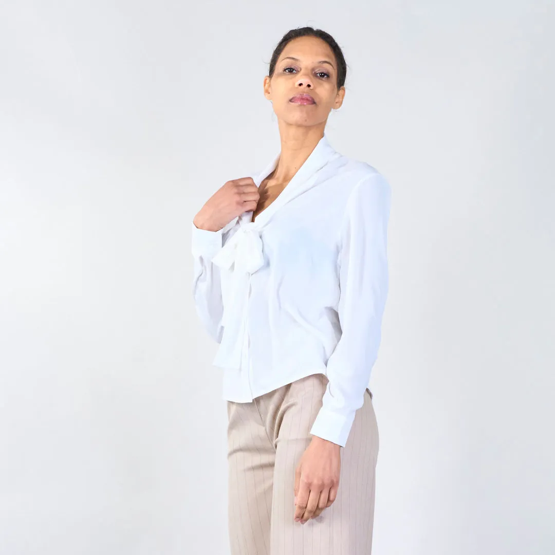 Classic satin blouse with tie detail wholesale