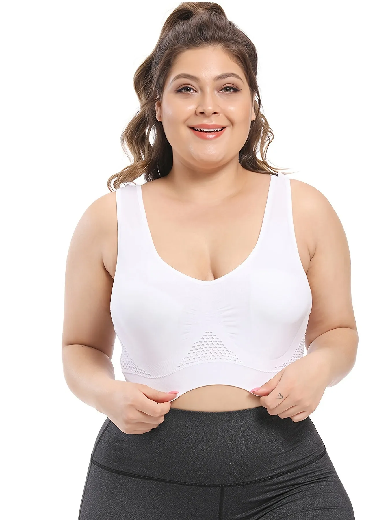 Curve Seamless Padded Sports Bras for Women, Plus Size High Stretch Breathable Support