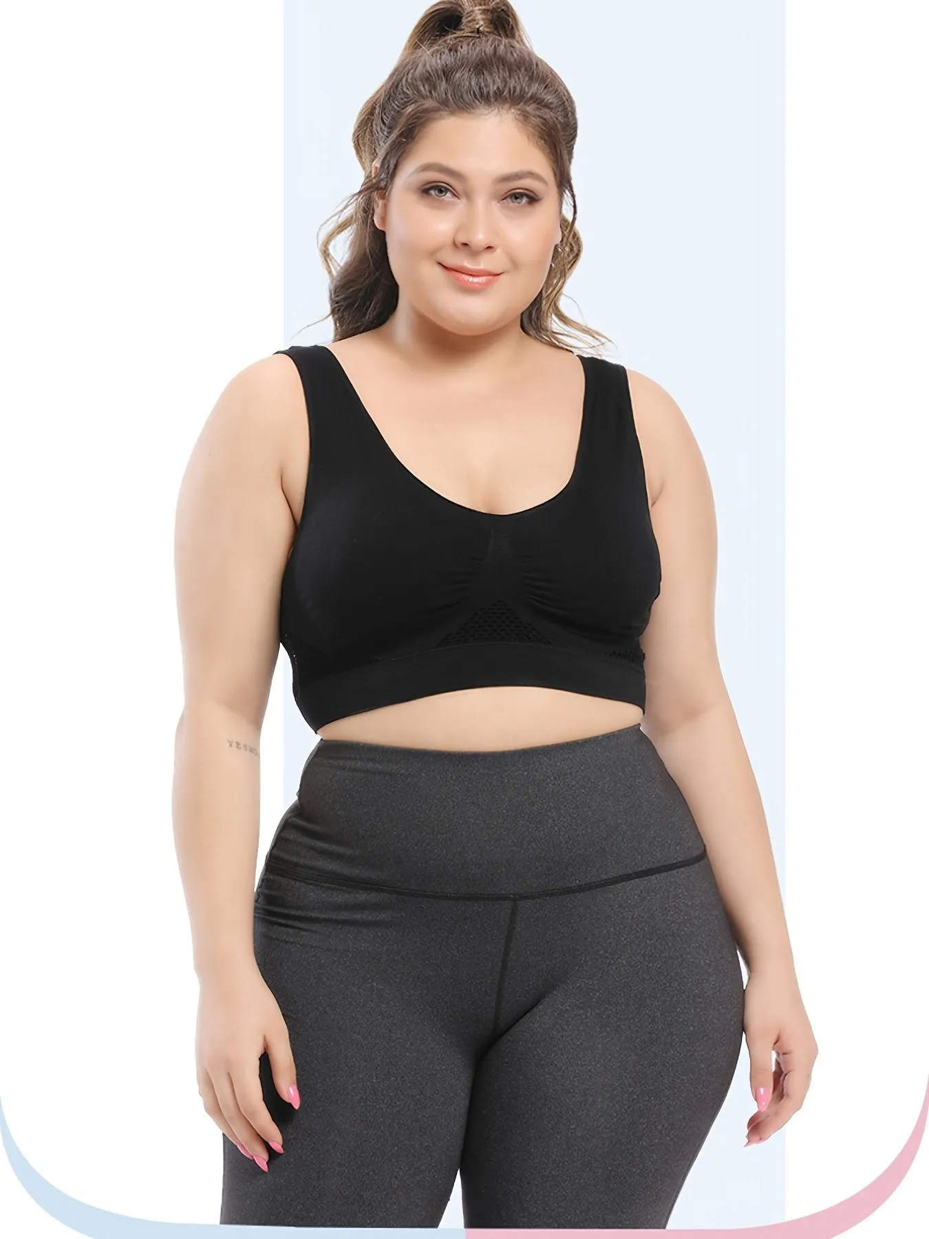 Curve Seamless Padded Sports Bras for Women, Plus Size High Stretch Breathable Support