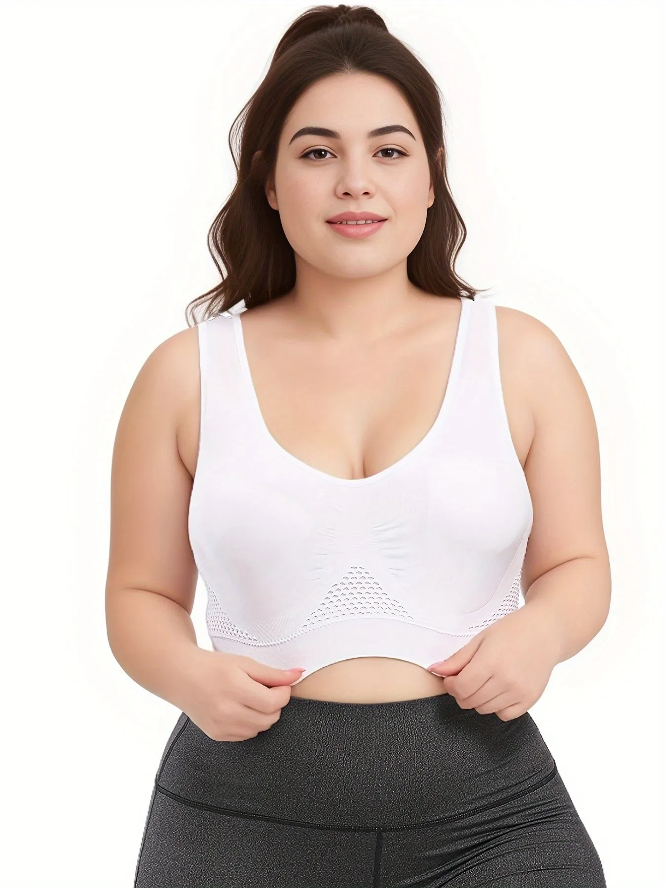 Curve Seamless Padded Sports Bras for Women, Plus Size High Stretch Breathable Support