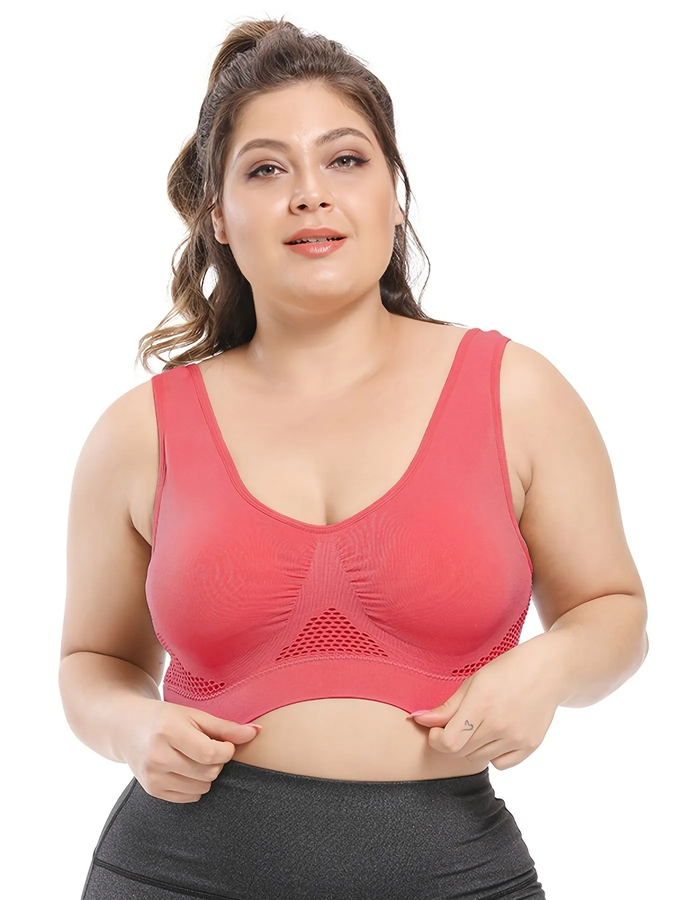 Curve Seamless Padded Sports Bras for Women, Plus Size High Stretch Breathable Support