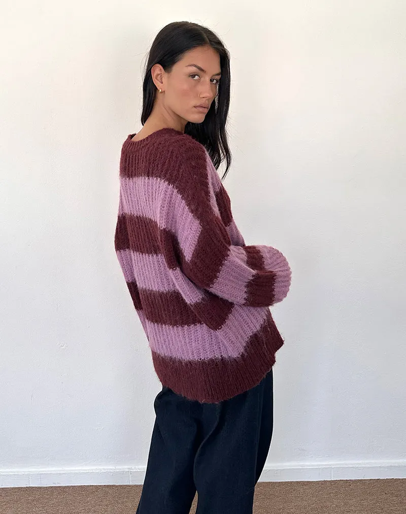 Daren Jumper in Purple Stripe