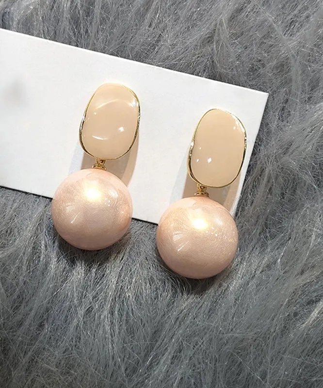 DIY Light Pink Sterling Silver Alloy Pearl Drop Earrings GH1079