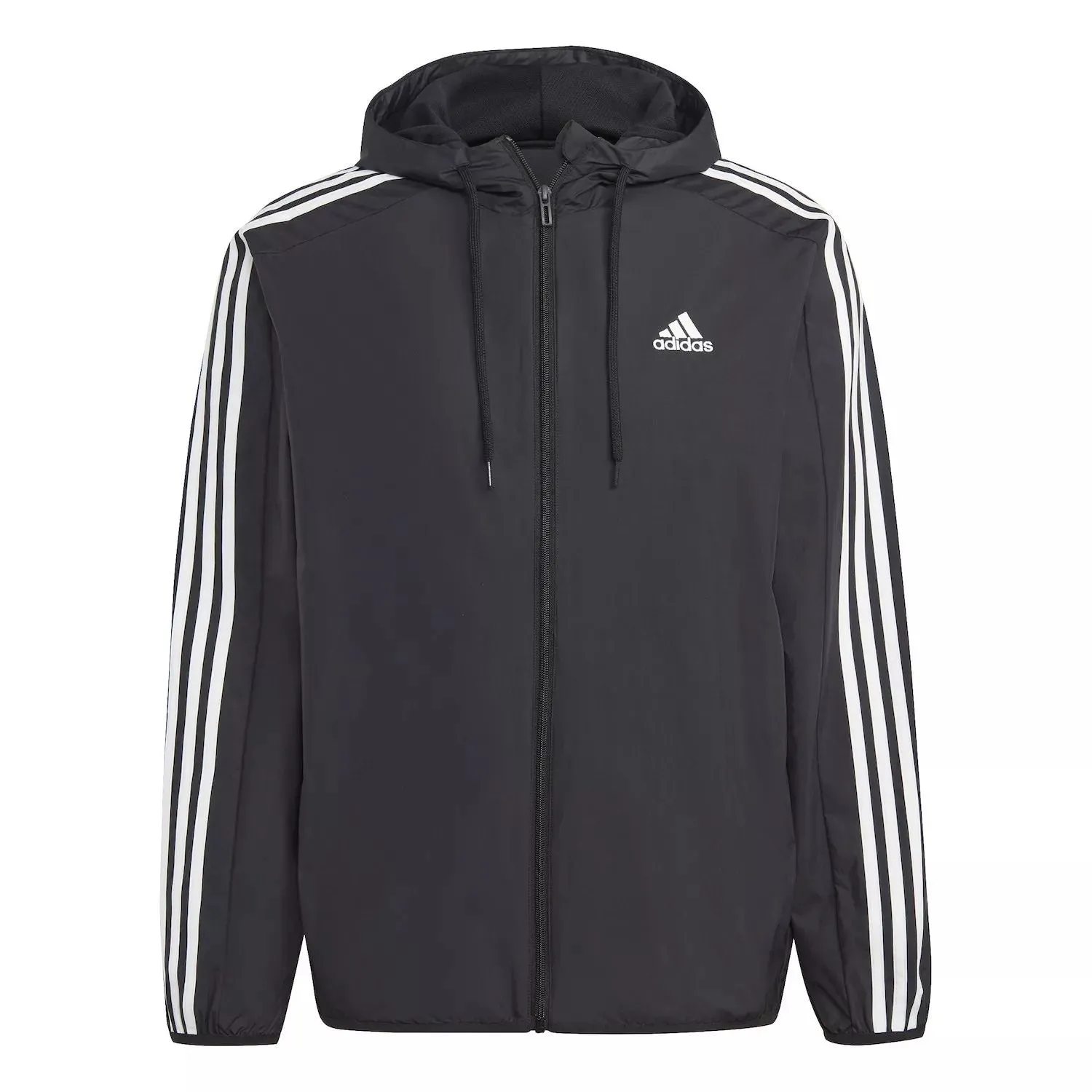 Essentials adidas Men's Woven 3 Stripe Windbreaker Black