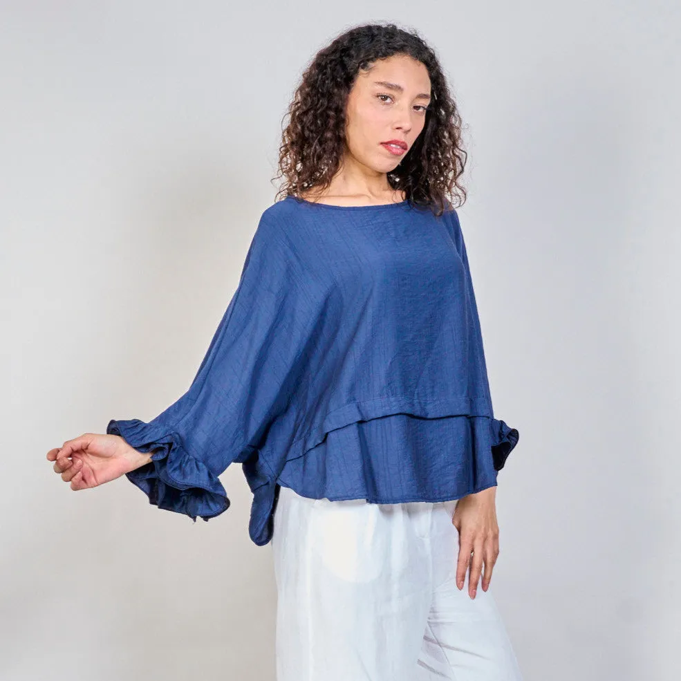 Flowy boat neck blouse wholesale