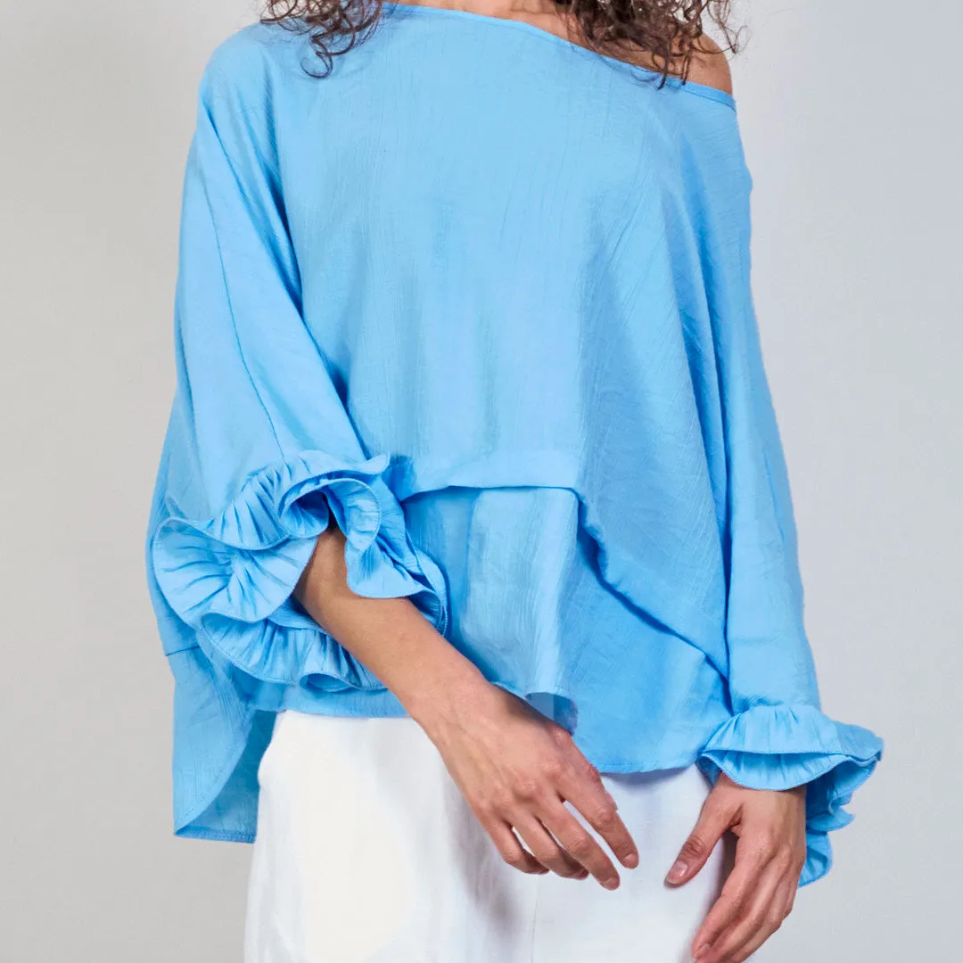 Flowy boat neck blouse wholesale