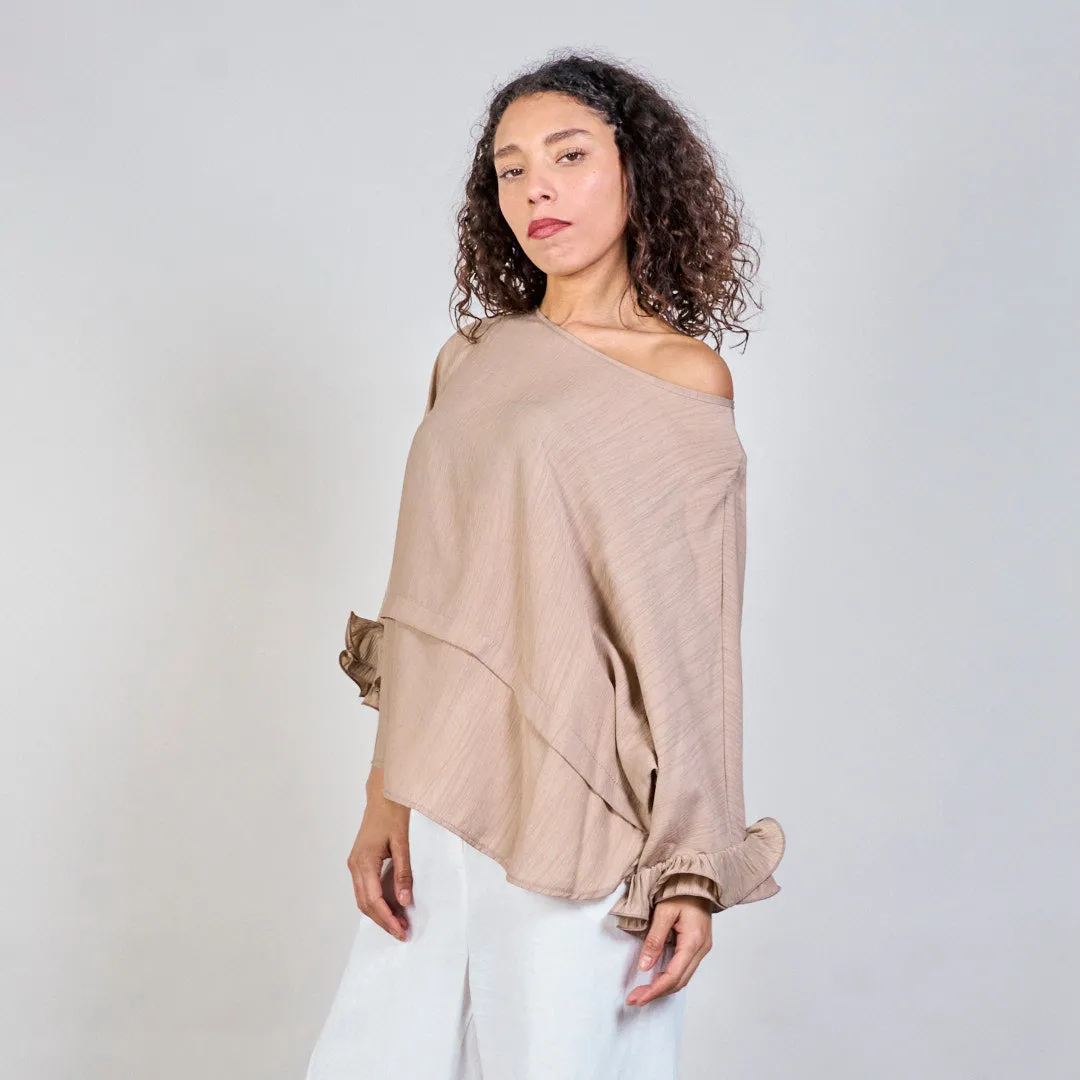 Flowy boat neck blouse wholesale