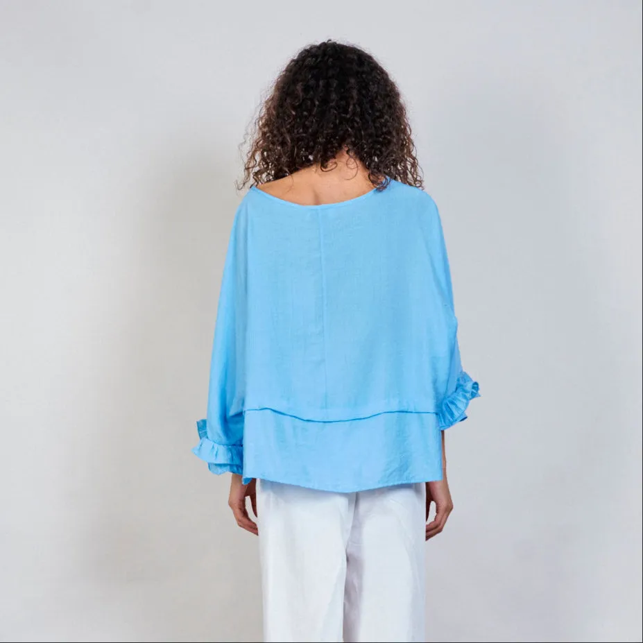 Flowy boat neck blouse wholesale