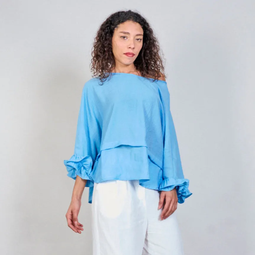 Flowy boat neck blouse wholesale