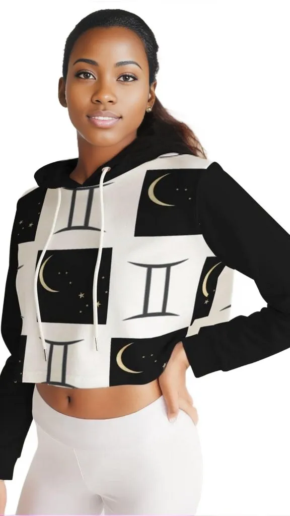 Gemini Moon  Womens Cropped Hoodie