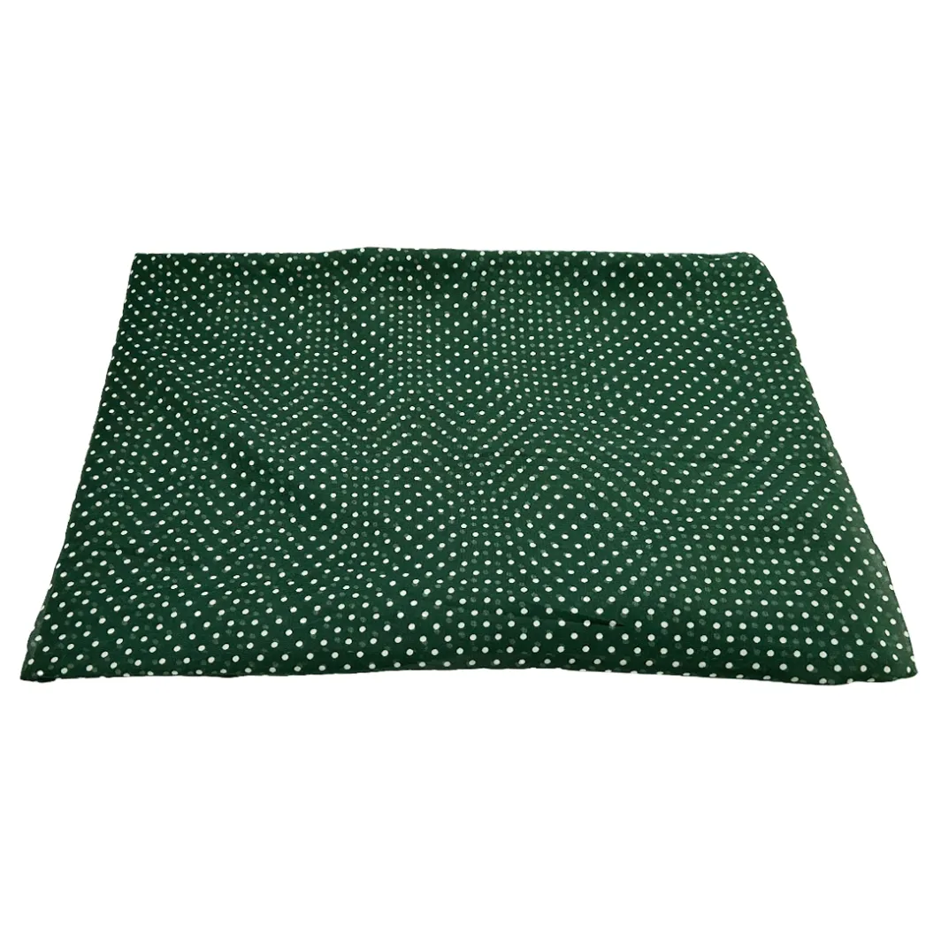 Green & White Polka Dot Printed Georgette Fabric