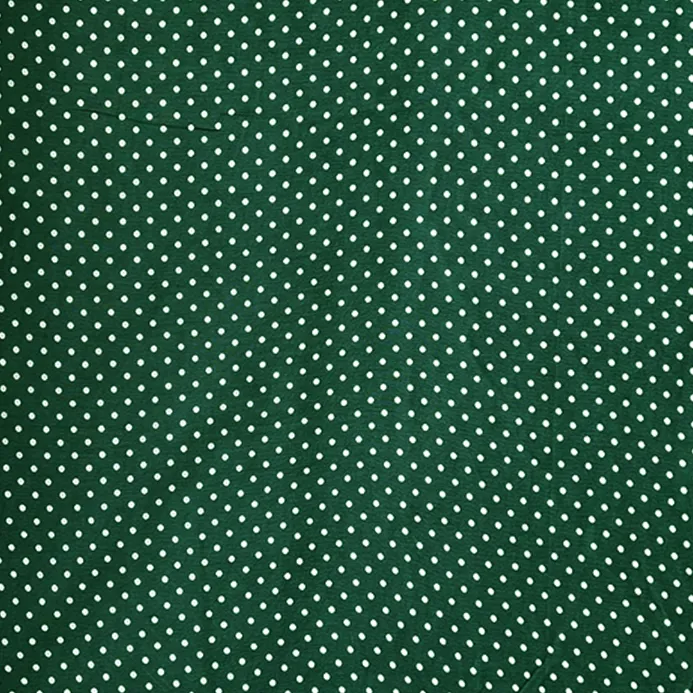 Green & White Polka Dot Printed Georgette Fabric