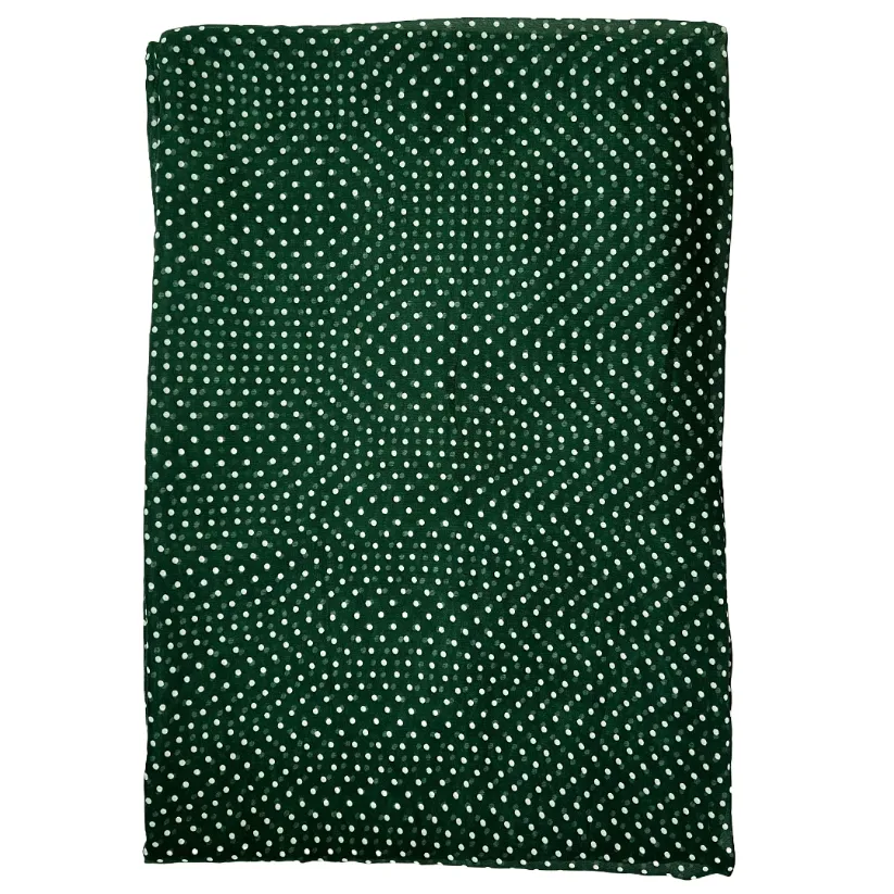 Green & White Polka Dot Printed Georgette Fabric