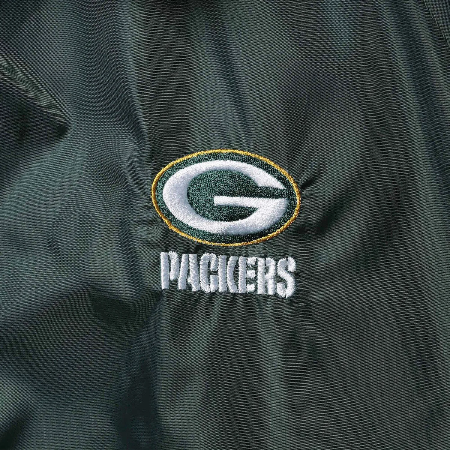 Green Bay Packers Coaches Men's Green Classic Windbreaker with Snap Closure