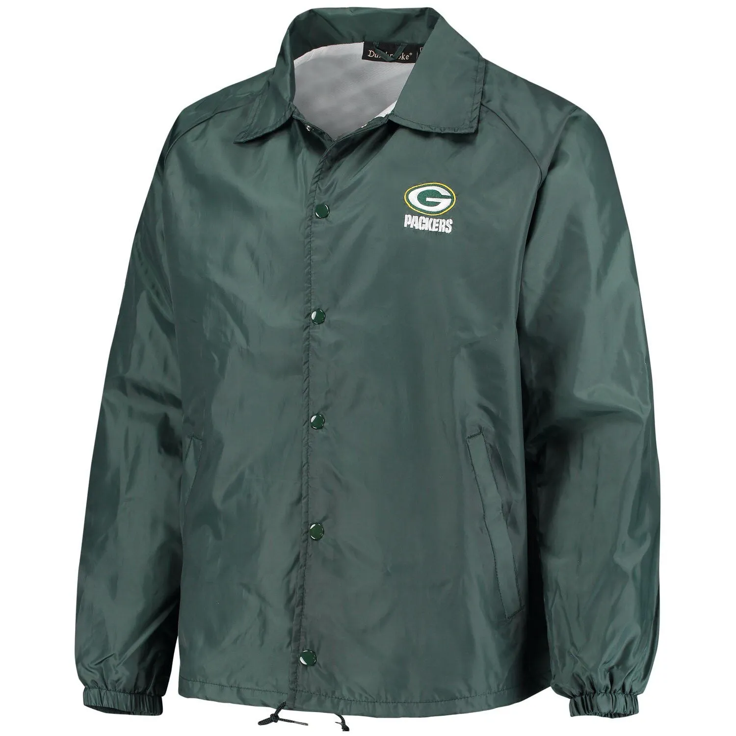 Green Bay Packers Coaches Men's Green Classic Windbreaker with Snap Closure