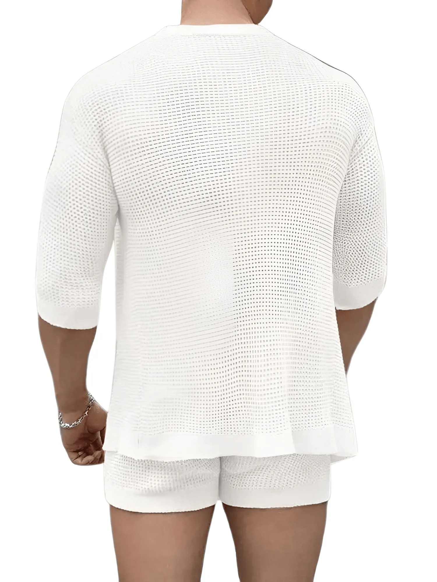 Half Sleeve Cardigan & Drawstring Men's Shorts Two-Piece Set