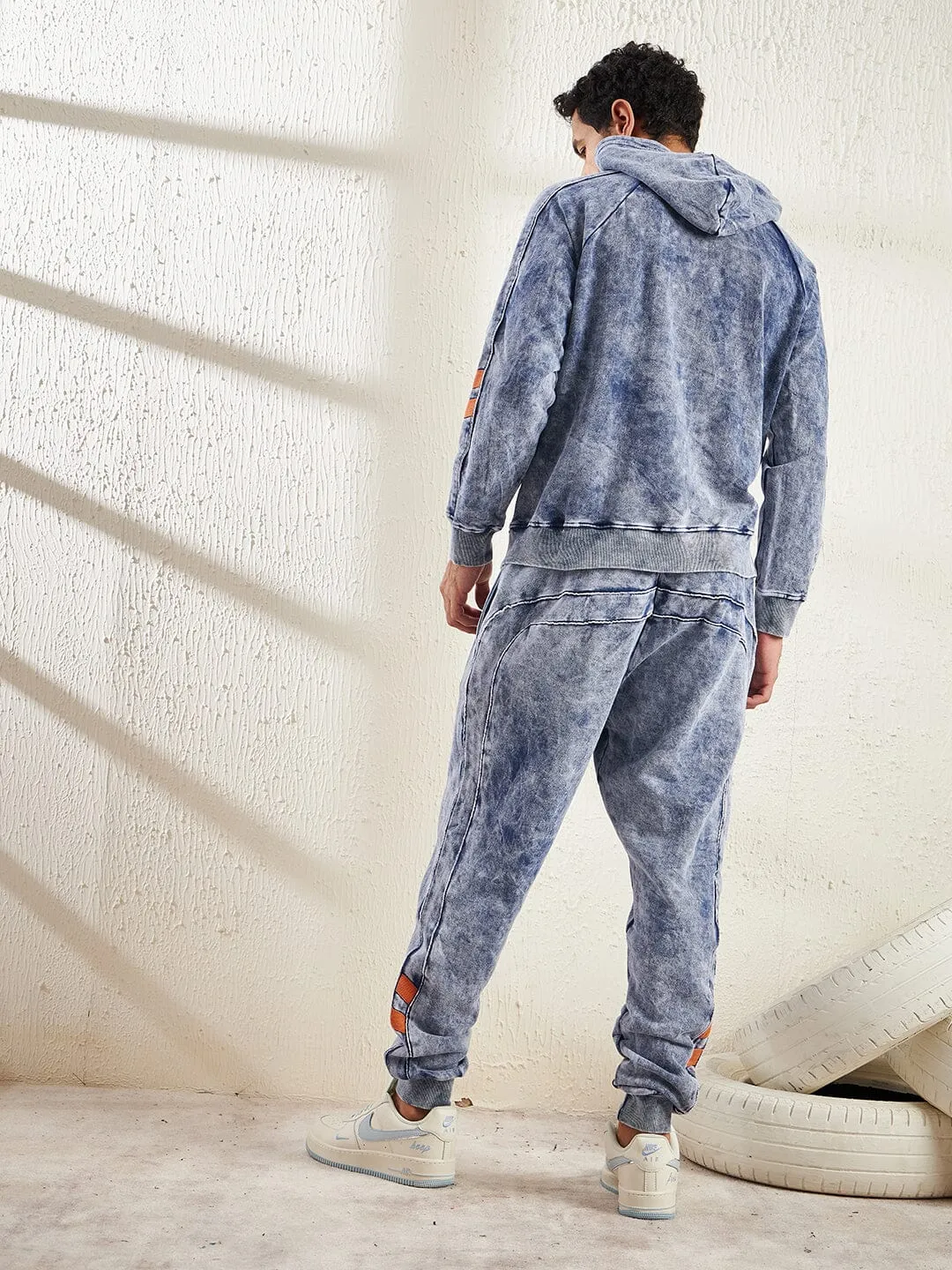 Indigo Oversized Piping Detailed Sweatshirt and Joggers Combo Tracksuit