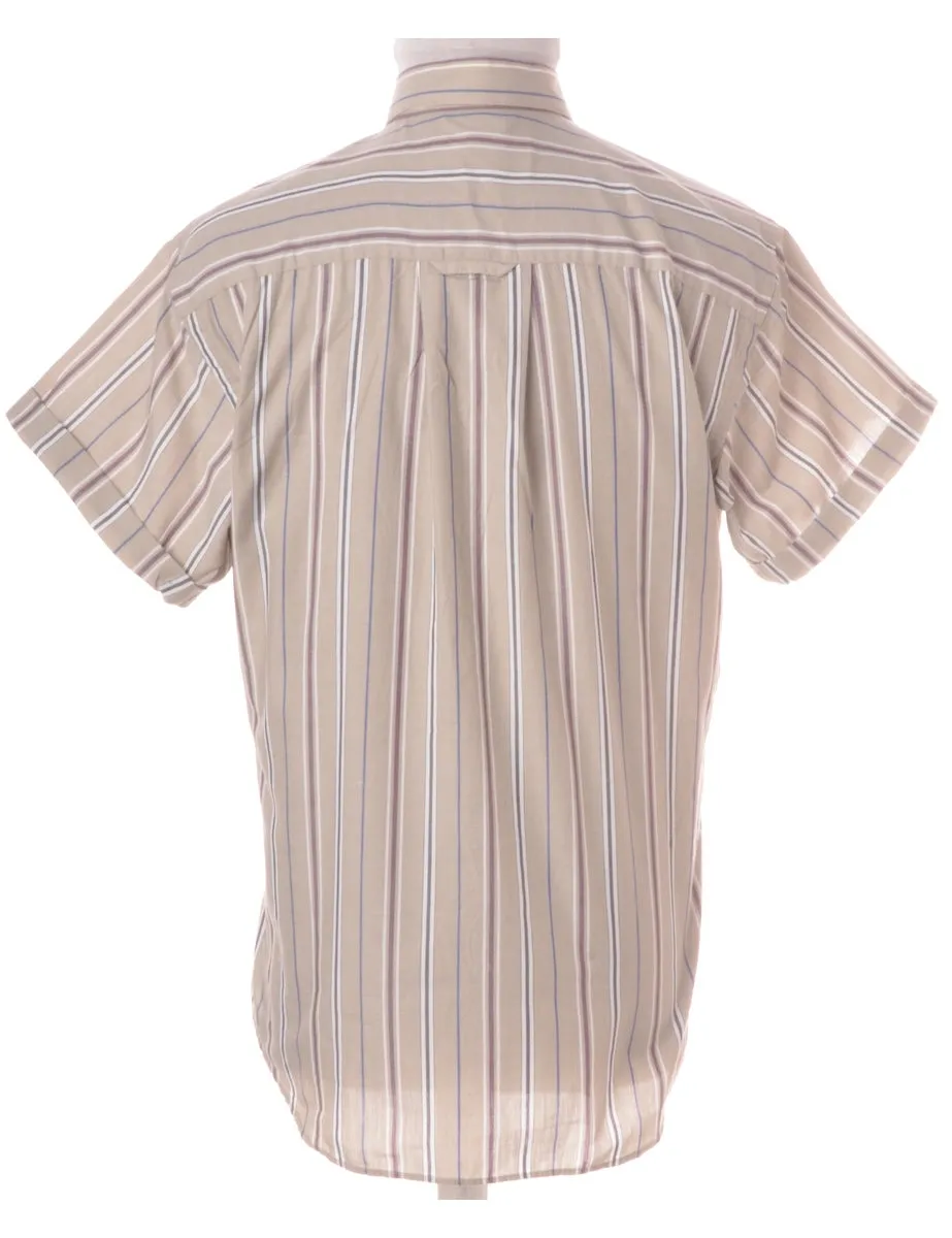 Label Scott Roll Sleeve Stripy Shirt - L