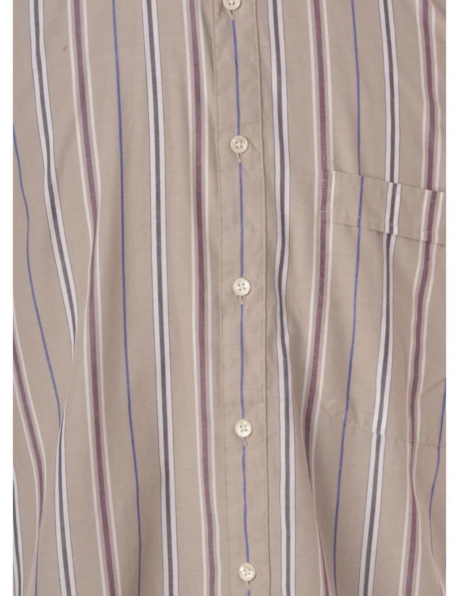 Label Scott Roll Sleeve Stripy Shirt - L