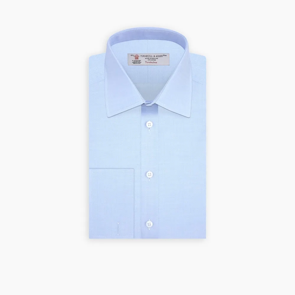 Light Blue Herringbone Superfine Cotton Shirt with T&A Collar and 3-Button Cuffs