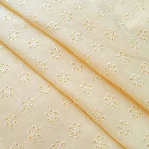 Light Lemon Motifs Embroidered Cotton Heavy Hakoba Fabric