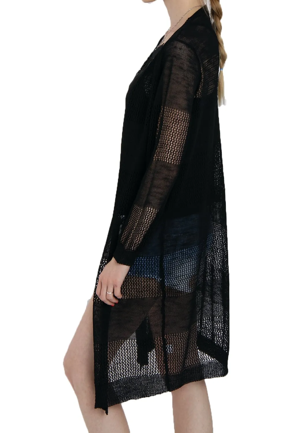 Lightweight Longline Midi Length Knitted Cape Cardigan