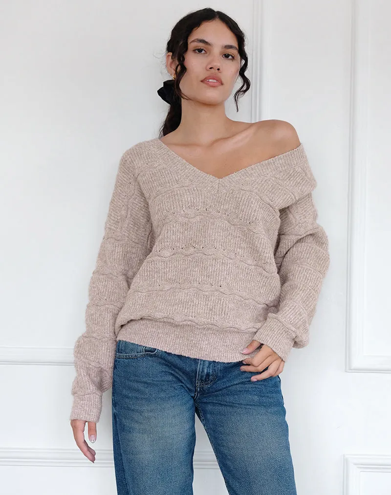 Loka Oversized Jumper in Almond