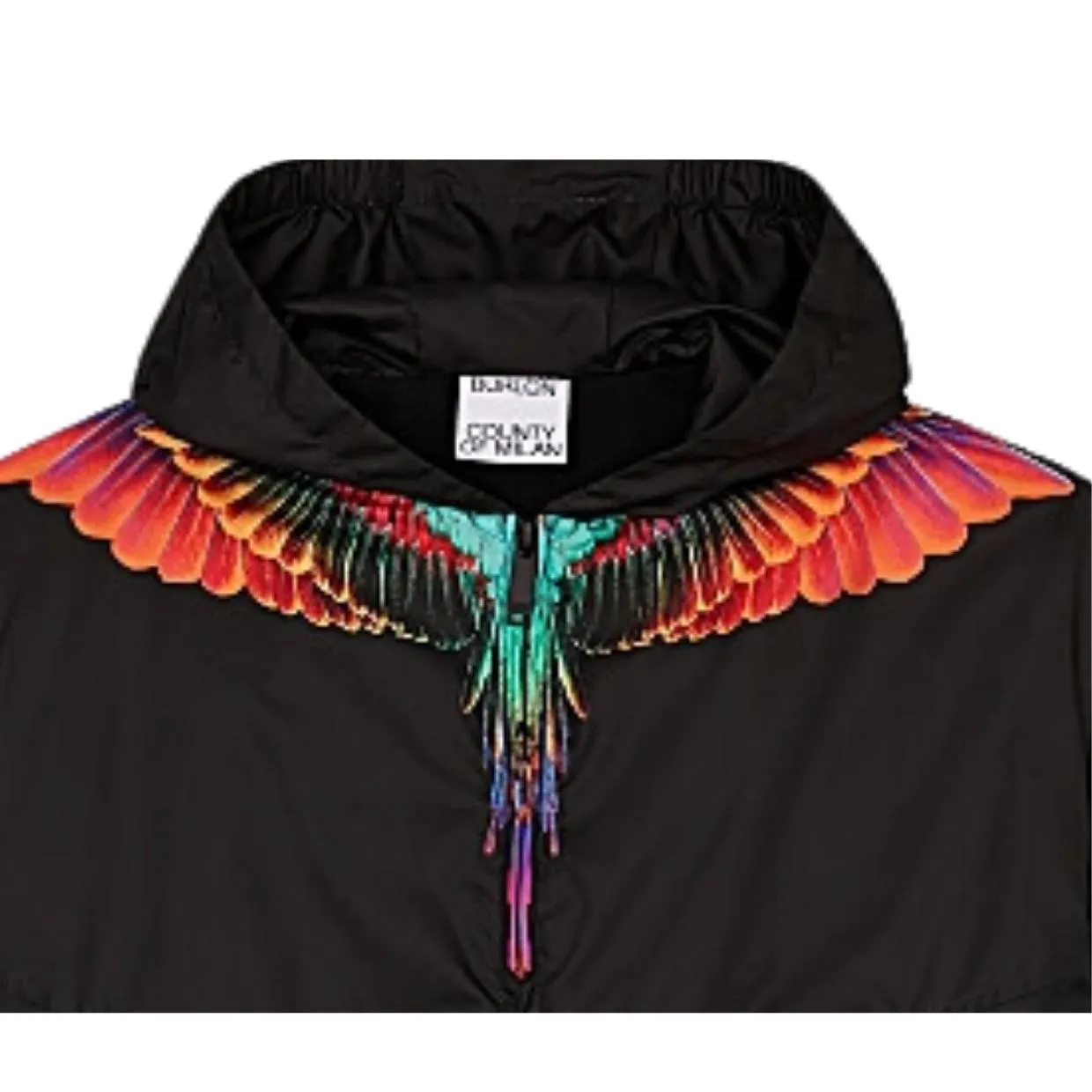 Marcelo Burlon Kids Printed Sunset Wings Black Hooded Jacket