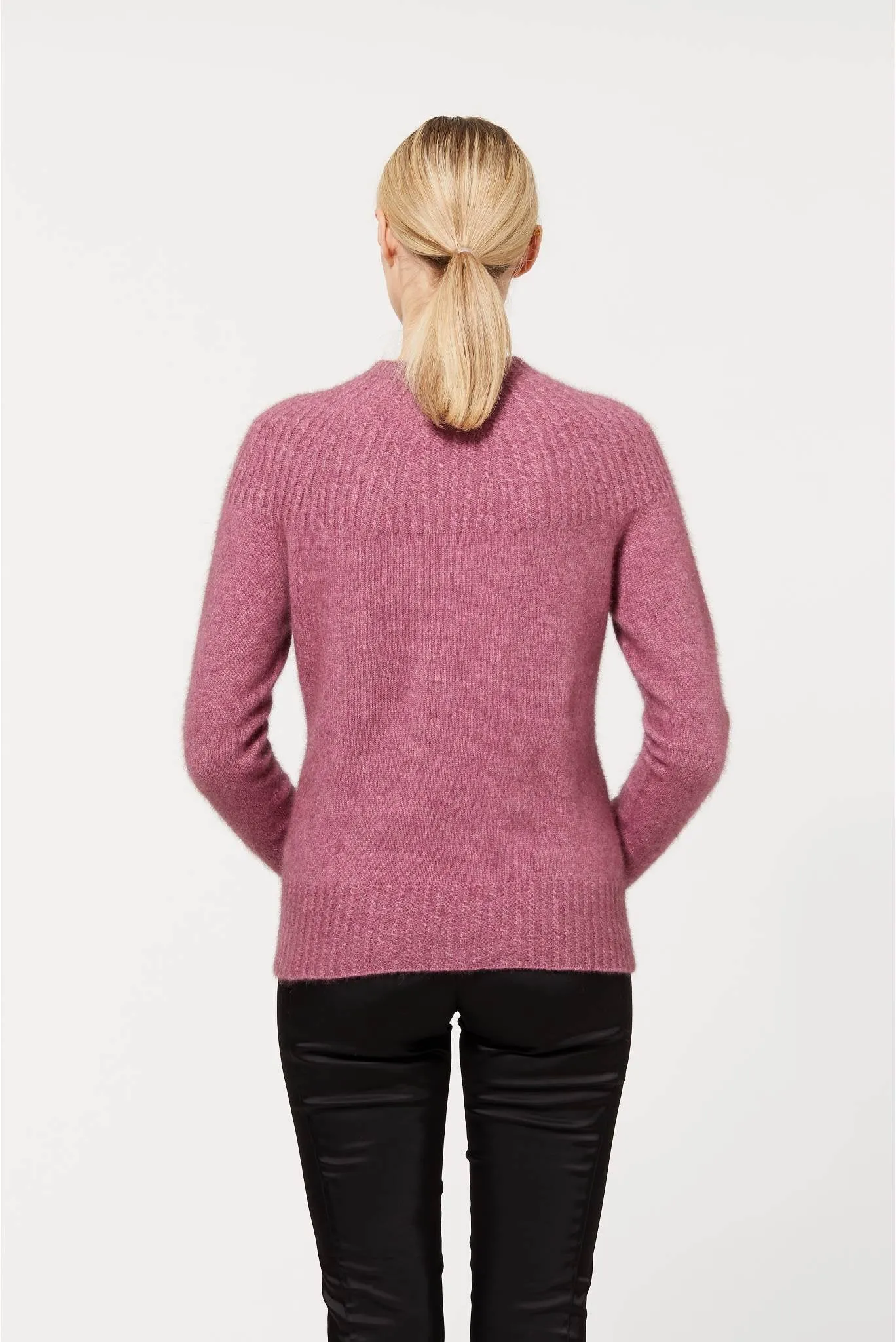 McDonald - Yoke Neck Cable Jersey in Merino Wool and Possum Fur