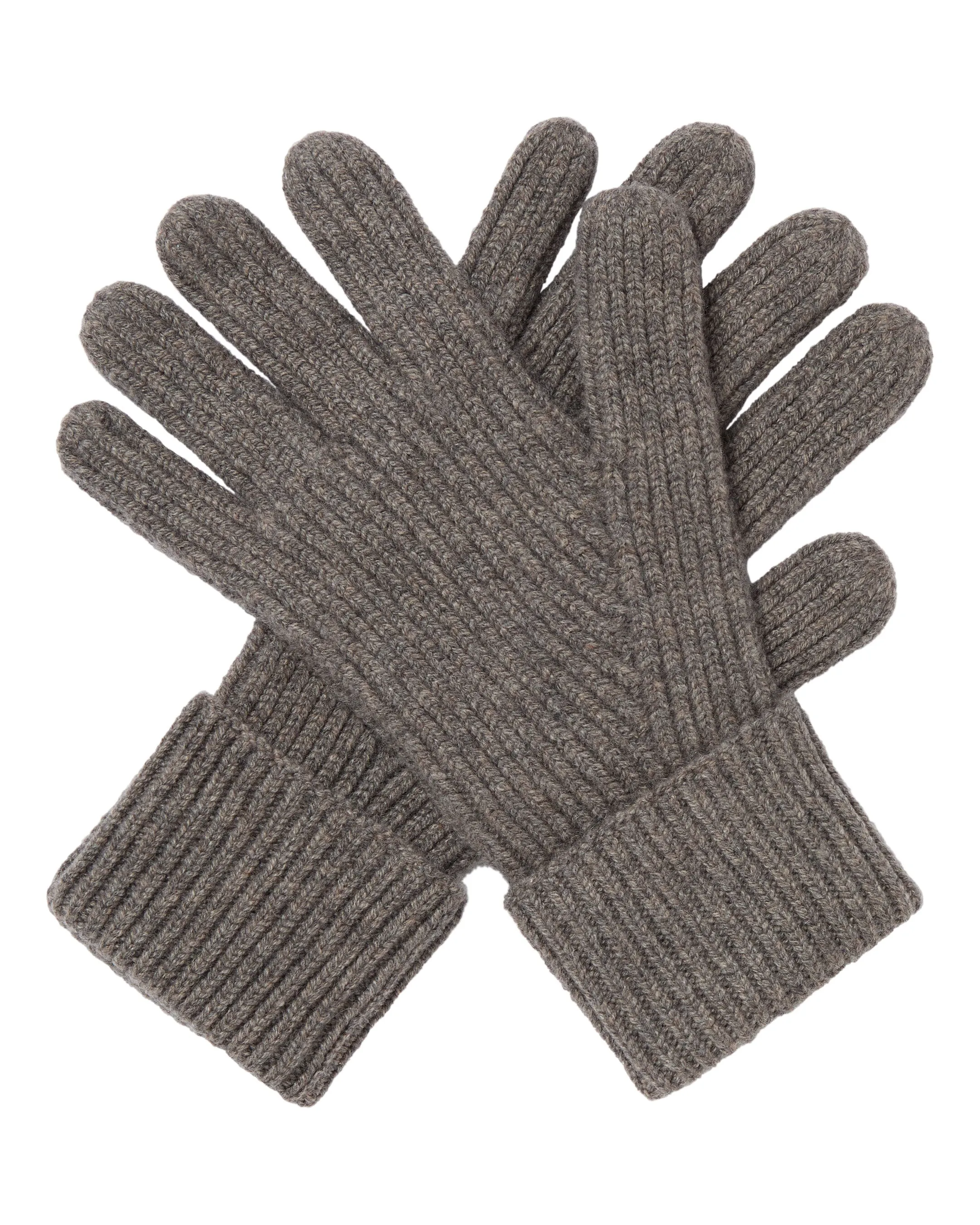 Men's Ribbed Cashmere Gloves Wood Smoke Brown