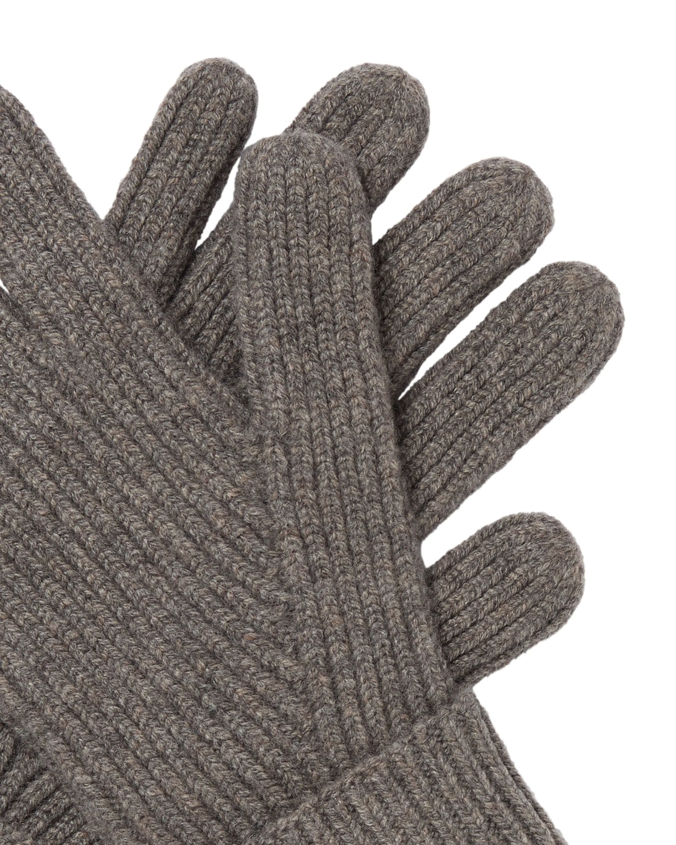 Men's Ribbed Cashmere Gloves Wood Smoke Brown