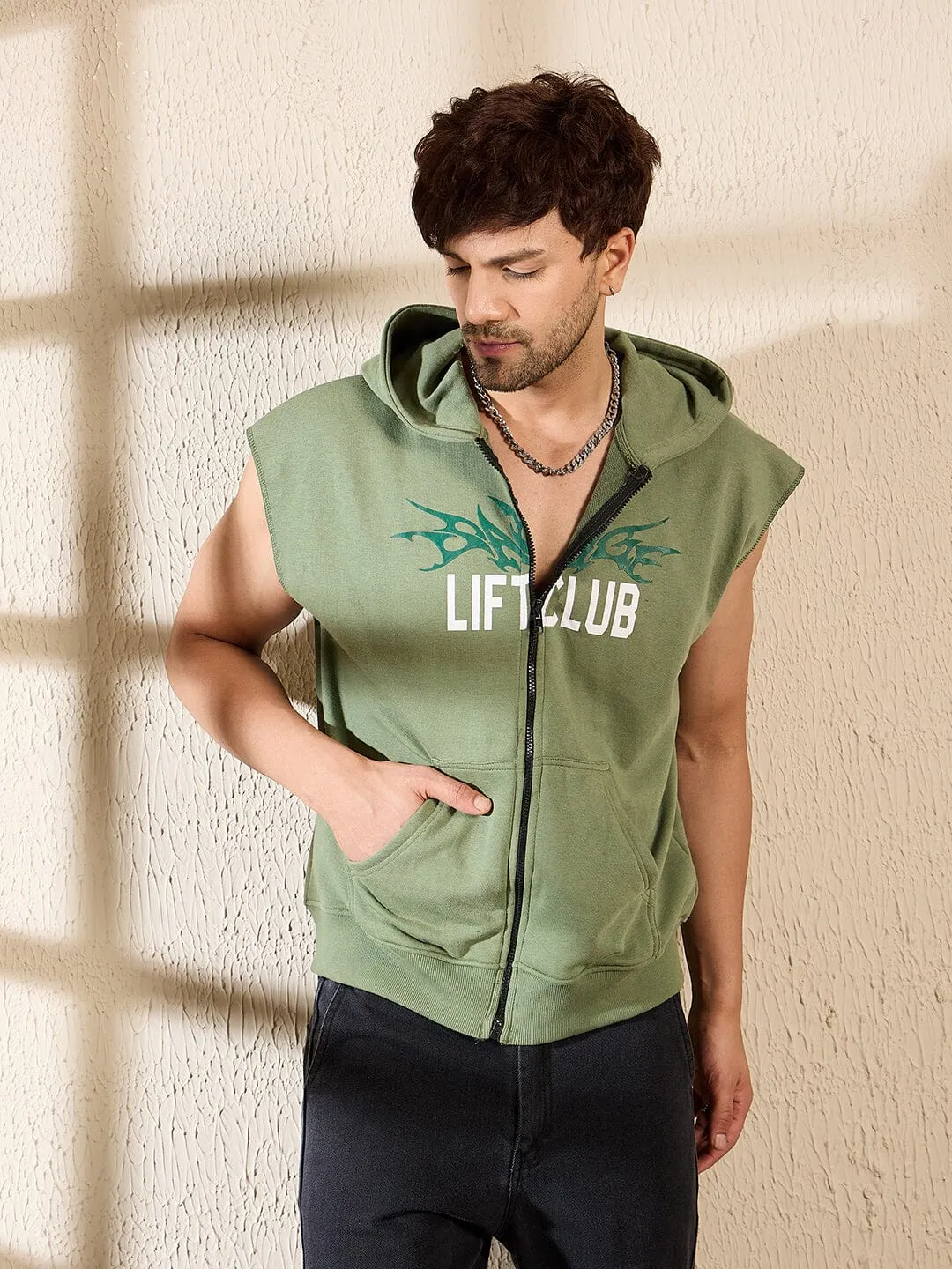 Mineral Green Lift Club Zipped Tank Tshirt