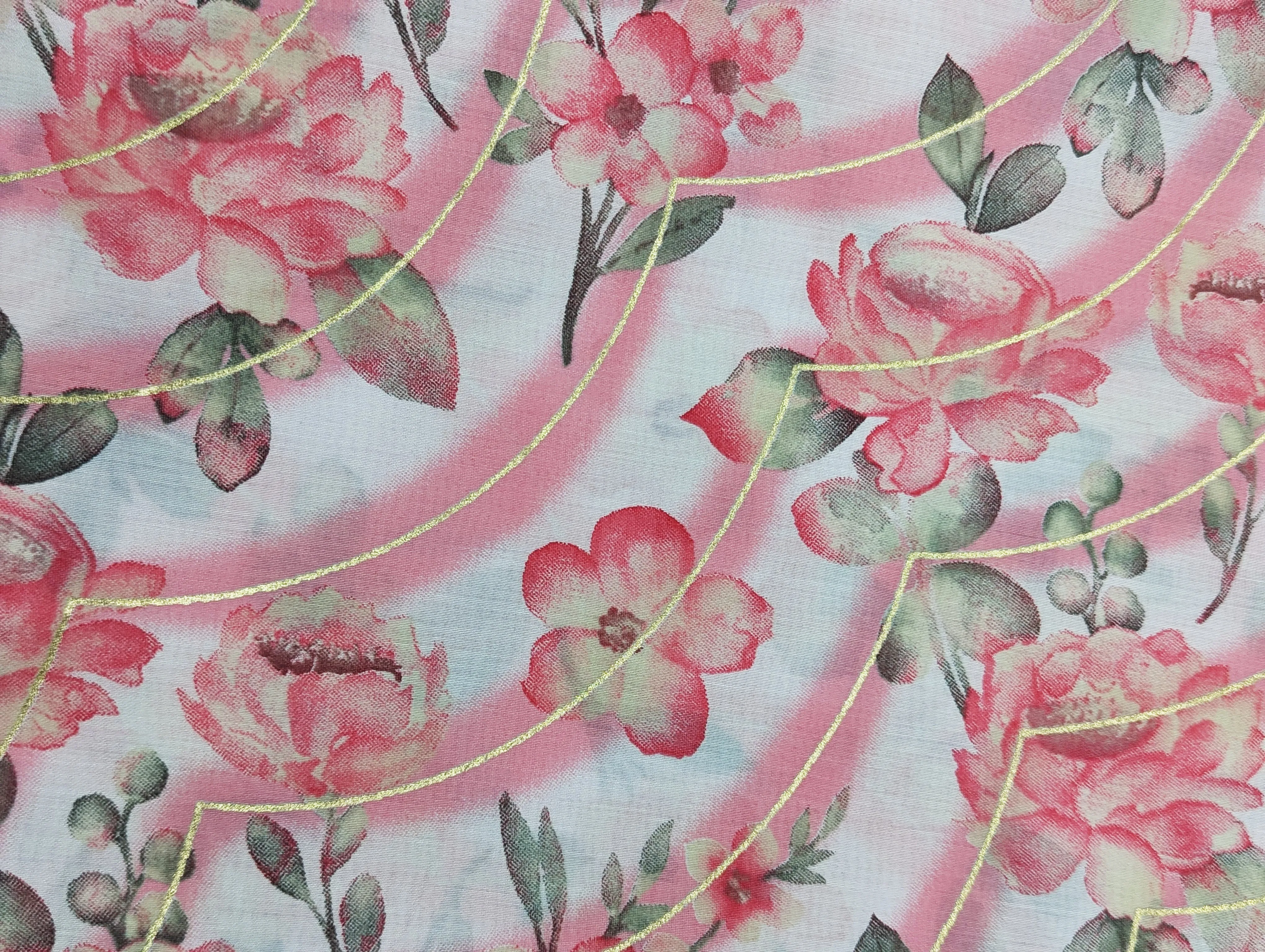 Multicolor Floral Print Muslin Fabric