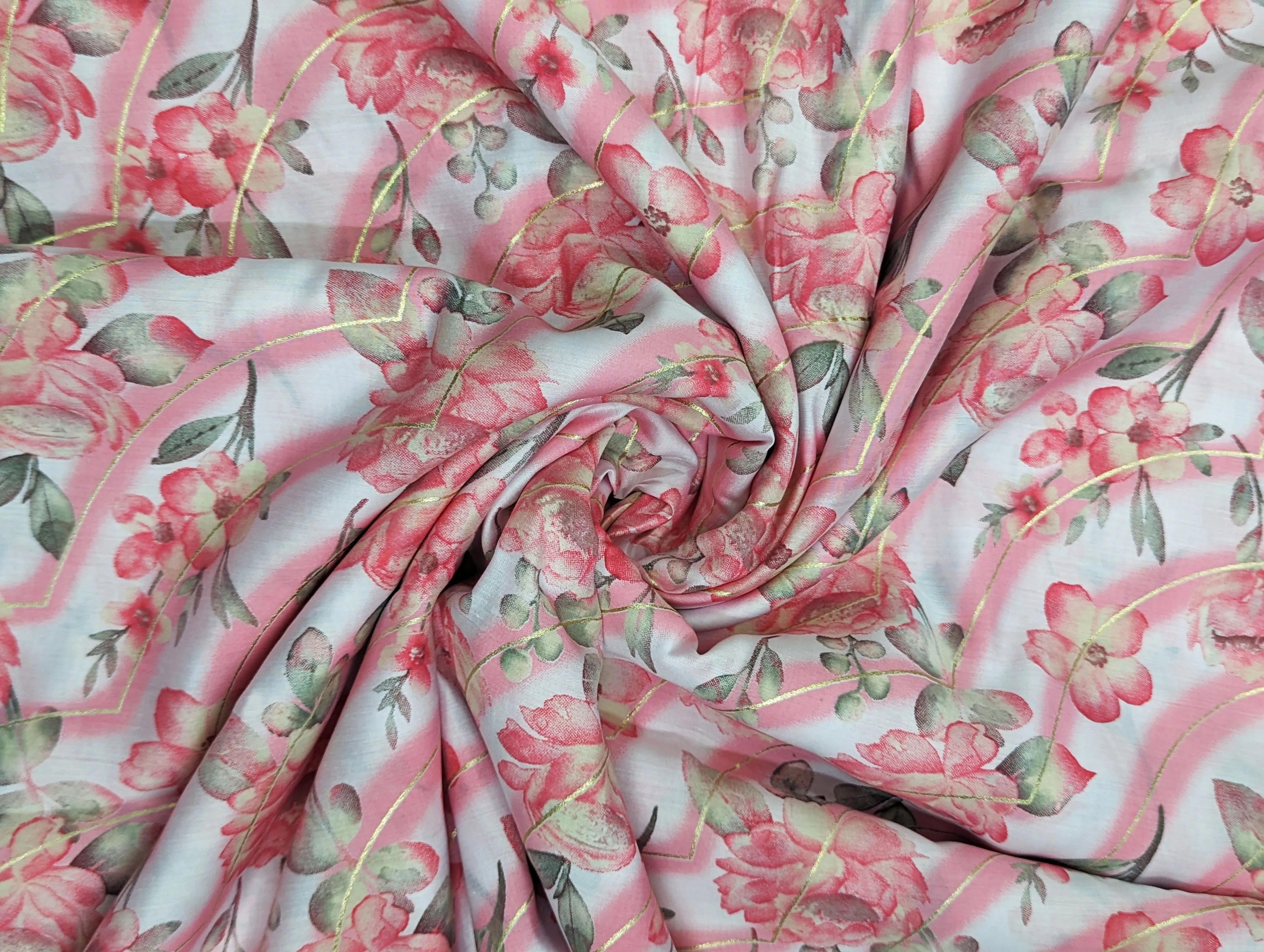 Multicolor Floral Print Muslin Fabric