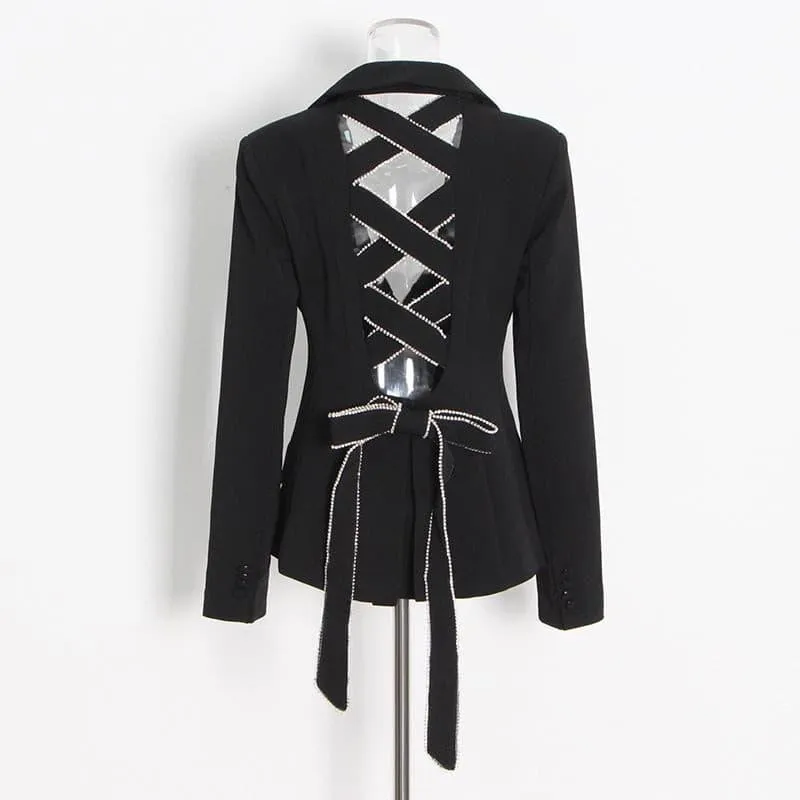 Nails drilled hollow all-match strap jacket